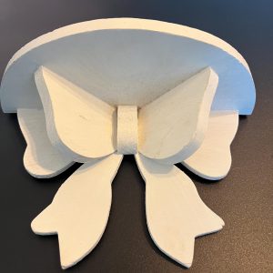 Hand Painted Small White Wooden Shelf with Bow 7x3x5”
